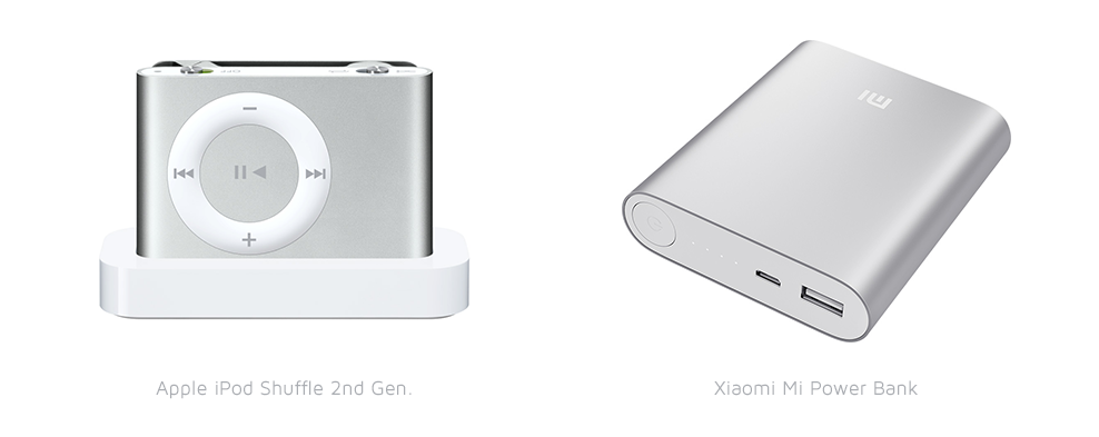 Comparison: Apple iPod Shuffle 2nd Gen and Mi Power Bank